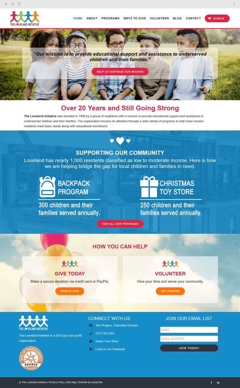 Charity Website Design in Cincinnati, Ohio - Austin Blu
